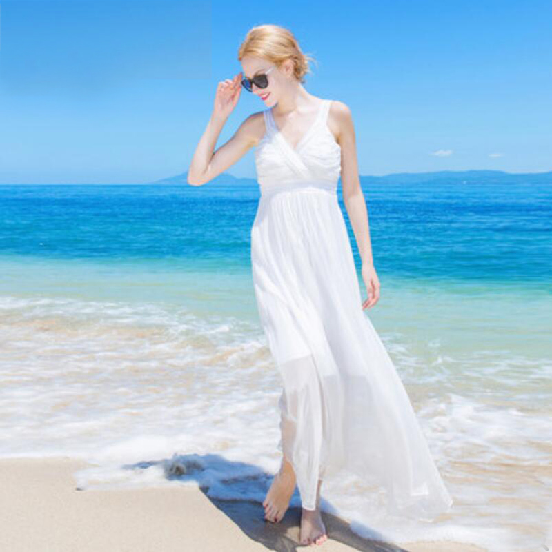 Women 100 Silk dress Beach dress 100% Natural Silk dress White Holiday summer dresses